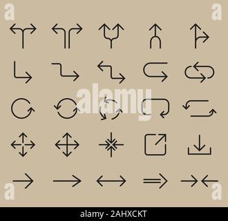 Line arrow icon set. Illustrazione Vettoriale, design piatto Illustrazione Vettoriale