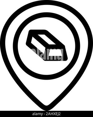 Posizione del vettore icona tesoro. Illustrazione del simbolo del contorno isolato Illustrazione Vettoriale