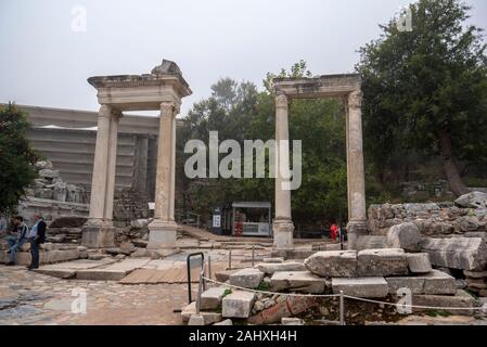 Efeso, Selcuk Izmir, Turchia - l'antica città di Efes. Il sito patrimonio dell'umanità dell'UNESCO era è un antico edificio romano Foto Stock