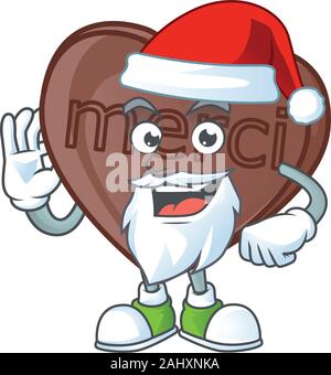 Felice un bite love chocolate in Santa costume stile mascotte Illustrazione Vettoriale