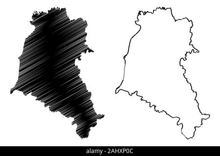 Fier County (Repubblica di Albania) mappa illustrazione vettoriale, scribble schizzo Fier mappa Illustrazione Vettoriale