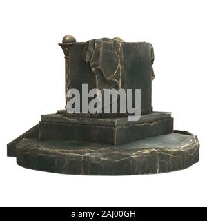 antico trono in metallo con colonne, su uno sfondo bianco isolato. illustrazione 3d Foto Stock