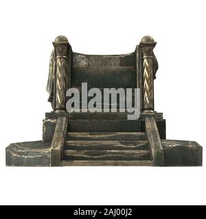 antico trono in metallo con colonne, su uno sfondo bianco isolato. illustrazione 3d Foto Stock