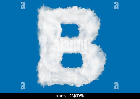 Lettera B font elemento forma fatta di nuvole su blu Foto Stock