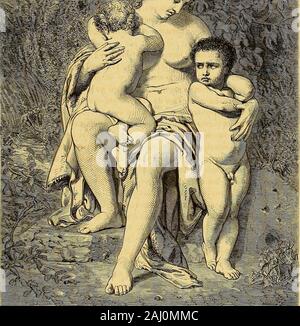 Gazette des beaux-arts . muable, labsolue beauté. Tel est pourtant le mirage trompeur auquel se laissent prendre lesmeilleurs esprits de notre temps. Lun veut être distingué par la pensée,lautre par lexécution, Celui-ci par le dessin, cet autre par la couleur.Cest le mot dordre que se répondent dun bout à lautre de lexpositiontous les genres de la peinture : lhistoire et lanecdote, la religione et leportrait, le paysage, Les animaux eux-mêmes, le grand art et lart bour-geois, tout vise à la distinzione. Et notez que la distinzione nentraîne pasloriginalité. 11 est onu art de parer le commun et l Foto Stock