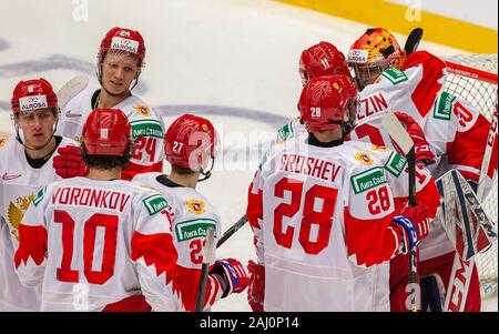 Trinec, Repubblica Ceca. 02Jan, 2020. I giocatori russi sono visibili dopo la IIHF 2020 Mondo Junior di Hockey su ghiaccio campionati quarterfinal match tra Svizzera e Russia in Trinec, nella Repubblica Ceca il 2 gennaio 2020. Credito: Vladimir Prycek/CTK foto/Alamy Live News Foto Stock