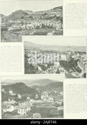 Album géographique: La Francia . 4.&GT;1. Les villes ; Chateau- NKOK-SDR-SlOULE (Puy-de-Dome). - Rien de plus douxet de plus reposant que lesite de Cbàteauneuf-sur-Sioulc avec ses cinq groupesde hameaux alignés sur lesflancs des Gorges de la jolierivière, et entourés de toutesparts (le grandi mamelonsbien cultivés. La haute tem-pérature et les vertus ha cura-livcs des sources quon y adécouvertes commencent àattirer des visiteurs qui se-ront nombreux le jour oùla voie ferrée de Clcrmout àSaiut-Kloy amènera les bai-gneurs à proximité fare cettestation thermale encore troppeu connue. Peu de paysagesof Foto Stock