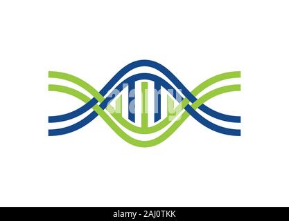 Il vettore di DNA logo design modello. Genetica disegno vettoriale Illustrazione Vettoriale