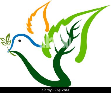 logo leaf bird Foto Stock