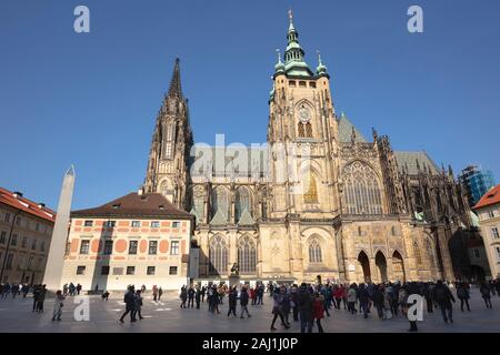 Cattedrale di San Vito, il Castello di Praga, Boemia, Repubblica Ceca, Europa Foto Stock