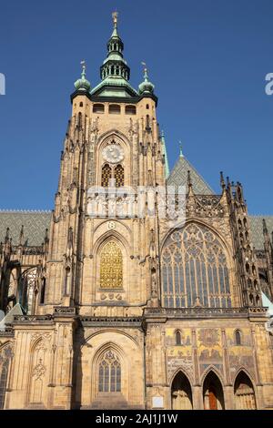 Cattedrale di San Vito, il Castello di Praga, Boemia, Repubblica Ceca, Europa Foto Stock