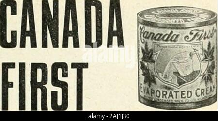 Asta e pistola . HARTFORD NEW YORK Londra. Evaporata la crema Inland Revenue partono-mento, Ottawa, Bollettino No.208 mostra il Canada prima Evap orated-crema per essere ricchi-est sul mercato. Manu-fabbricato e garantito byBritish soggetti. Aylmer CondensedMilk Company, Ltd. AYLMER, ont. Foto Stock