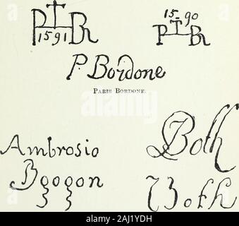 Pittori e le loro opere: un dizionario di grandi artisti che non sono ora vivo, dando i loro nomi, vive e i prezzi pagati per le loro opere nelle aste . Ferdinand Bol.. Ambkogio Borgognone. Jan entrambi. SIGNATUEES E SEGNA.-7. t •" t Andries entrambi. Alessandro Botticelli. Francois Boucher. Adrien Francois Boudewtns Sebastien Bourdon. e Pierre Bout. Sir Francis P. borghesi. Leonard Bramer. Firme e MAEKS.-8. Foto Stock