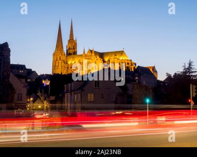 La cattedrale di Chartres, UNESCO, Chartres, Eure-et-Loir, Francia, Europa Foto Stock