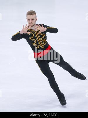 Oberstdorf, Germania. 02Jan, 2020. La figura pattinare, campionato tedesco, i singoli uomini breve programma: Thomas Stoll pattini sul ghiaccio. Credito: Karl-Josef Hildenbrand/dpa/Alamy Live News Foto Stock