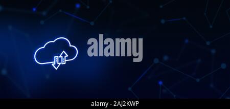 Server cloud, sincronizzazione cloud, servizi cloud, sicurezza informatica, tecnologia digitale, tecnologia wireless, cloud computing, background del sito Web Foto Stock