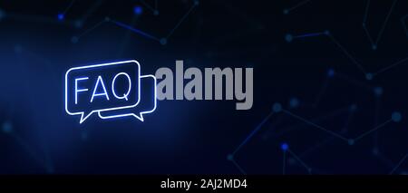Domande frequenti, domanda e risposta icona, Contattaci, FAQ page, scrivici, soluzioni, help desk, assistenza clienti, supporto, sito web landing Foto Stock