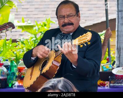 Mariachi messicani fascia giocare felici, iconico, la musica tradizionale in corrispondenza privata, Mexican-American festa di compleanno, San Diego, la California del sud, STATI UNITI D'AMERICA Foto Stock