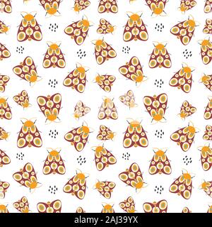 Modello senza cuciture con coloratissime farfalle divertenti, moderno insetti texture .Vector background moderno Illustrazione Vettoriale