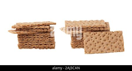 Pila di forma rettangolare snack bar isolato su uno sfondo bianco, close up Foto Stock