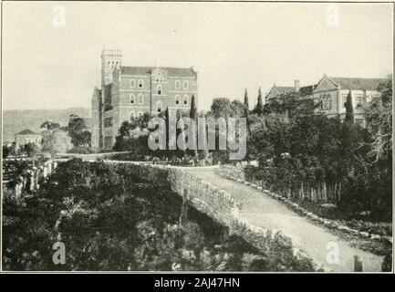 La Terra Santa e la Siria . r lunghi tratti attraverso il deserto, e molti dei thetrains trasportare grandi serbatoi per mantenere le caldaie pieno. Ho viaggiato su una parte della Mecca road sul mio modo dalla Terra Santa a nord di Damasco. Lasciando Tiberiasin la mattina presto, mi ha remato da quattro lusty Syriansacross sul mare di Galilea a Semakh, che è il stationon la estremità inferiore del mare in questione e il luogo in cui un branchline corre off a Haifa. Da lì verso nord abbiamo skirtedthe lato est del mare di Galilea, passando per le colline uponwhich il nostro Salvatore predicato. Abbiamo guidato fino alla valle del Yarmuk, un flusso quasi come Foto Stock