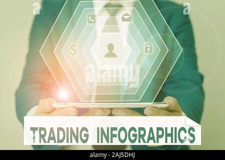 Parola di scrittura di testo Infographics Trading. Business photo presentazione di rappresentazione visiva degli scambi di informazioni o dati Foto Stock
