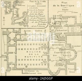 Revue de l'arte chrétien . ure et piano delle Nazioni Unite très détaillés de la Basilique deBethléem et de la grotte de la Nativité ; plus piano loinle, la coupe et le dessin de la piscine deBcthsaïde. La ville est dAthènes lobjet dunedescription qui en résume lhistoire monumentaleet quaccompagnent de belles incisioni(L.Camus).les monuments funéraires qui font la gloire deBalbeck costituente et les plus belles ruines du Btbliograpl)te, 253 monde, sont lobjet dune descrizione sommaireillustrée de belles incisioni. Nous devons dailleurs insister sur les vignettestrès soignées qui sont noyées dans le texte, etqui, sp Foto Stock