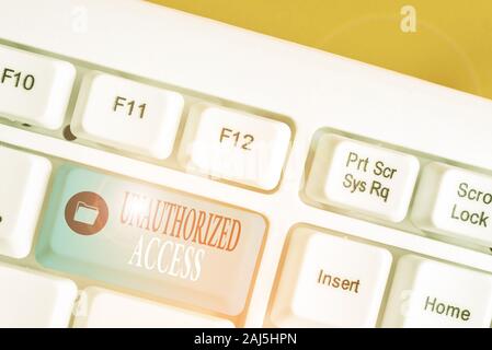Conceptual la scrittura a mano che mostra l'accesso non autorizzato. Concetto significato l'uso di un computer o in una rete senza autorizzazione Foto Stock