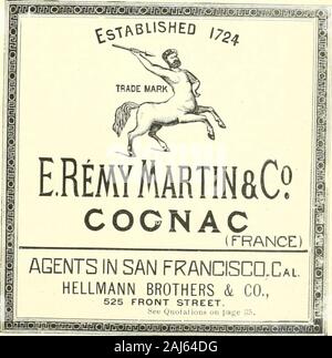 Pacific Vino e spirito di riesame . Cognac, e sigg. Giovanni De Kuyper& figlio, Rotterdam, stanno continuando attraverso la loro representativesin questo paese, i sigg. E Renauld Niederstadt, loro vigorousand successo della campagna contro la contraffazione dei loro marchi, e contro i produttori di tali imitazioni. Tra thesevenders ci spiace dire per la morale della comunità atlarge, potrebbe essere denominato molto molte case i cui piedi makestheir delinquenza in questo rispetto a più di uno guiltj. Injunc-zioni, in aggiunta a quelli già concessi due marche aboveagainst vari autori di violazioni, Foto Stock