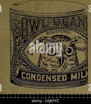 Canadian grocer Gennaio-Giugno 1898 . Il F. F. DALLEY CO. LIMITED HAMILTON, CANADA CANADIAN GROCER 33. Fatti che vale la pena di conoscere. Secondo il governo analisi di latte condensato, appena rilasciato,OWL marca supera tutti i vecchi marchi (entrambi foreignand domestico) in ogni punto essenziale necessaria per produrre un articolo originale.it non solo è più ricca di grassi, ma eccelle in uniformità di finitura, indi-cating la massima cura nella sua fabbricazione. Inviare per circolare analisi nuovamente,e vedere che cosa il giornale americano di Salute omosessuali di esso. Il Canada di condensazione del latte CO., limitato AMTIftnMICU N S il fare Foto Stock