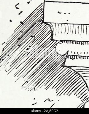 Sussex collezioni archeologiche relative alla storia ed antichità della contea . Figura 5. La porta sud sembra essere stato dato un newinternal arco di quattro-centrato in forma Pulboroughstone, in qualche data nel tardo XIV o XV secolo. Nella parete nord della navata, vicino alla estremità occidentale,una piccola porta è stato inserito in questo periodo, che,come la finestra occidentale del corridoio, è stato vestito upin la moda di uno stile più tardi. (Fig. 5). La polarizzazione smussate e i Cavalieri Ospitalieri. 81 stipiti, con un rullo e il cuscino di arresto, sono in Pietra di Caen,cesellata con uno scalpello ampio, ad eccezione di due blocchi Foto Stock