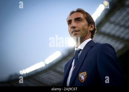 Torino, Italia. 25 Agosto 2019: Emiliano Moretti di Torino FC si affaccia sulla prima serie di una partita di calcio tra Torino FC e noi di Sassuolo. Torino FC ha vinto 2-1 sopra di noi di Sassuolo. Credito: Nicolò Campo/Alamy Live News Foto Stock