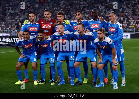 Torino, Italia. 31 Agosto 2019: i giocatori della SSC Napoli posano per una foto tema prima della serie di una partita di calcio tra Juventus FC e SSC Napoli. La Juventus ha vinto 4-3 su SSC Napoli. Credito: Nicolò Campo/Alamy Live News Foto Stock