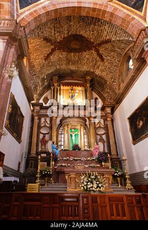 A Boveda Catalan massimali in 'La Parroquia " Chiesa di San Michele Arcangelo, vista interna, San Miguel De Allende, Guanajuato, Messico. Foto Stock