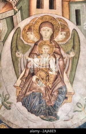 Interno affreschi, Arbore Monastero, 1502, dipinto di monasteri, Sito Patrimonio Mondiale dell'UNESCO, Arbore, Provincia di Suceava, Romania Foto Stock
