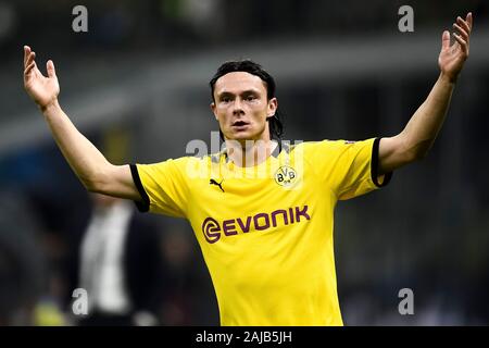 Milano, Italia - 23 October, 2019: Nico Schulz del Borussia Dortmund reagisce durante la UEFA Champions League football match tra FC Internazionale e il Borussia Dortmund. FC Internazionale ha vinto 2-0 oltre il Borussia Dortmund. Credito: Nicolò Campo/Alamy Live News Foto Stock