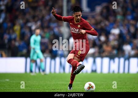 Genova, Italia - 20 October, 2019: Chris Smalling di AS Roma in azione durante la serie di una partita di calcio tra UC Sampdoria e come Roma. La partita si è conclusa con un pareggio (0-0. Credito: Nicolò Campo/Alamy Live News Foto Stock