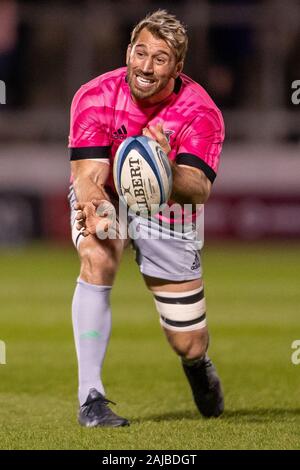 Il 3° gennaio 2020; AJ Bell Stadium, Salford, Lancashire, Inghilterra; Premiership Inglese Rugby, Vendita squali versus arlecchini; Chris Robshaw di arlecchini durante il warm up - uso editoriale Foto Stock