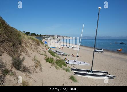 Spiaggia di Abersoch Gwynedd Galles costa sud Penisola di Llyn popolare città costiera di mare Foto Stock