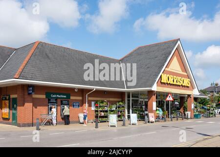 Ingresso al Morrisons supermercato, Mill Street, Kirkham, Lancashire, Inghilterra, Regno Unito Foto Stock