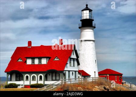 Il faro di Portland a Portland, Maine Foto Stock