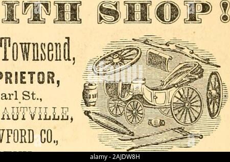 Dizionario geografico e business directory di Crawford County, Pa., per 1874 . A. p.. I carri, carri ll titolare, Pearl St., CRAWFORD CO., Penn. -E- slittini, Foto Stock