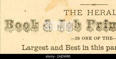 Dizionario geografico e business directory di Crawford County, Pa., per 1874 . Cinquantadue NUMB:SRS all'anno. Questa carta offre più leggere rispetto a qualsiasi altra carta della contea e isfurnished alle seguenti tariffe: Singola Copia su" anno, ^2.00 sei mesi, 1,00 a aClnb di tre, un anno . 5.00 un "* dieci, &lt; 15.00 abbonamenti a quotidiano o settimanale possono iniziare in qualsiasi momento. Il WeeklyHerald va a premere e viene spedita mercoledì pomeriggio e raggiunge tutti i PostOfBces in questa prossimità giovedì, che è giorno di pubblicazione. Modello copiesfurnished gratuitamente a tutti i richiedenti. Il Herald : è una OP Foto Stock