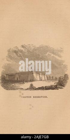 Una foto di New York nel 1850 : con un breve resoconto di luoghi nelle sue vicinanze : concepito come una guida per i cittadini e gli stranieri ; con numerose incisioni e una mappa della città . ray Hill, è 40^ miglia. Il damcrosses il fiume Croton sei miglia dalla sua bocca su theliudson. Questa diga dà una elevazione per l'acqua di 166 piedi sopra la media marea nel fiume Hudson. Da thisdam l acquedotto corre a sud attraverso la valle di theHudson, 32 miglia a bordo del Harlaem river valley.tutta la distanza è uno undergroundcanal continuo, di pietra e di muratura di mattoni. Al momento attuale Foto Stock
