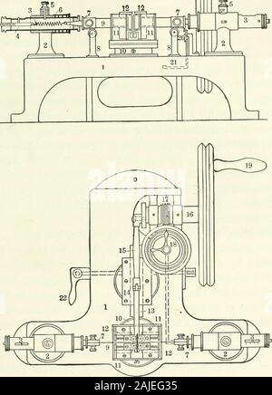 Chimica della polpa e la fabbricazione della carta . Fig. 53. Ashcroft tester la resistenza allo scoppio per essere di maggior utilizzo deve essere expressedin termini del peso del campione. Questo rapporto di peso strengthto può quindi essere direttamente confrontato con la forza ratioof qualsiasi altra carta, se la stessa dimensione standard foglio viene utilizzato ineach caso. Il rapporto di forza è espressa come una percentuale. Il rapporto di resistenza resistenza allo scoppio X 100 Peso in libbre (su una dimensione 25 x 40,500) Piegatura Endurance. La resistenza di piegatura di un foglio di carta ismeasured mediante una macchina in cui una striscia di carta è dovuta alla piegatura ENDURANCE 407 ripiegare e f Foto Stock