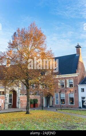 Colori autunnali presso la piazza Martinihof a Groningen, Paesi Bassi Foto Stock