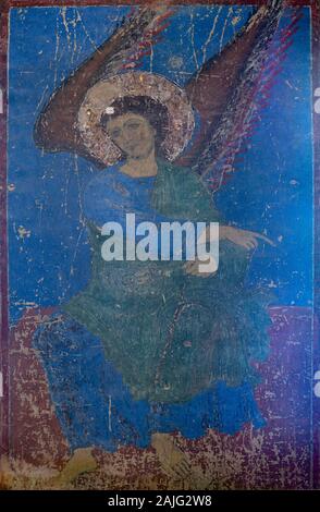 L'Angelo Annunciante, detto anche Angelo Kintsvisi, dipinto in blu Kintsvisi fatto di roccia Lapis Lazuli, Monastero di Kintsvisi, Georgia Foto Stock