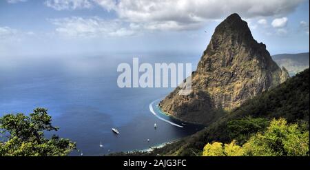 Vista dall'Isola dei Caraibi di Santa Lucia Foto Stock