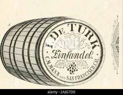 Pacific Vino e spirito di riesame . CALIFORNIA aggiudicati 37 d'oro, d'argento e la medaglia di Bronzo ! Il Champagne HARASZTHY liKUl I)WV i:X I KA DWY 530 Washington Street. C. M. MANN successore a I. DE TURK W iTLCS un( BRANDY,Porto, Sherry, angelica, MUSCAT TOKAY, Madera, MALAGA. SAUTERNE, Gutedel, Riesling, Borgogna, cabernet, Zinfandel, XX CLARET, Irlanda Foto Stock