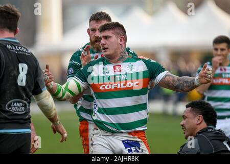 Treviso, Italia. 4 gennaio, 2020. marco riccioni (treviso)durante la Benetton Treviso vs Glasgow Warriors Rugby Guinness Pro 14 a Treviso, Italia, 04 Gennaio 2020 - LPS/Ettore Grifoni Credito: Ettore Grifoni/LP/ZUMA filo/Alamy Live News Foto Stock